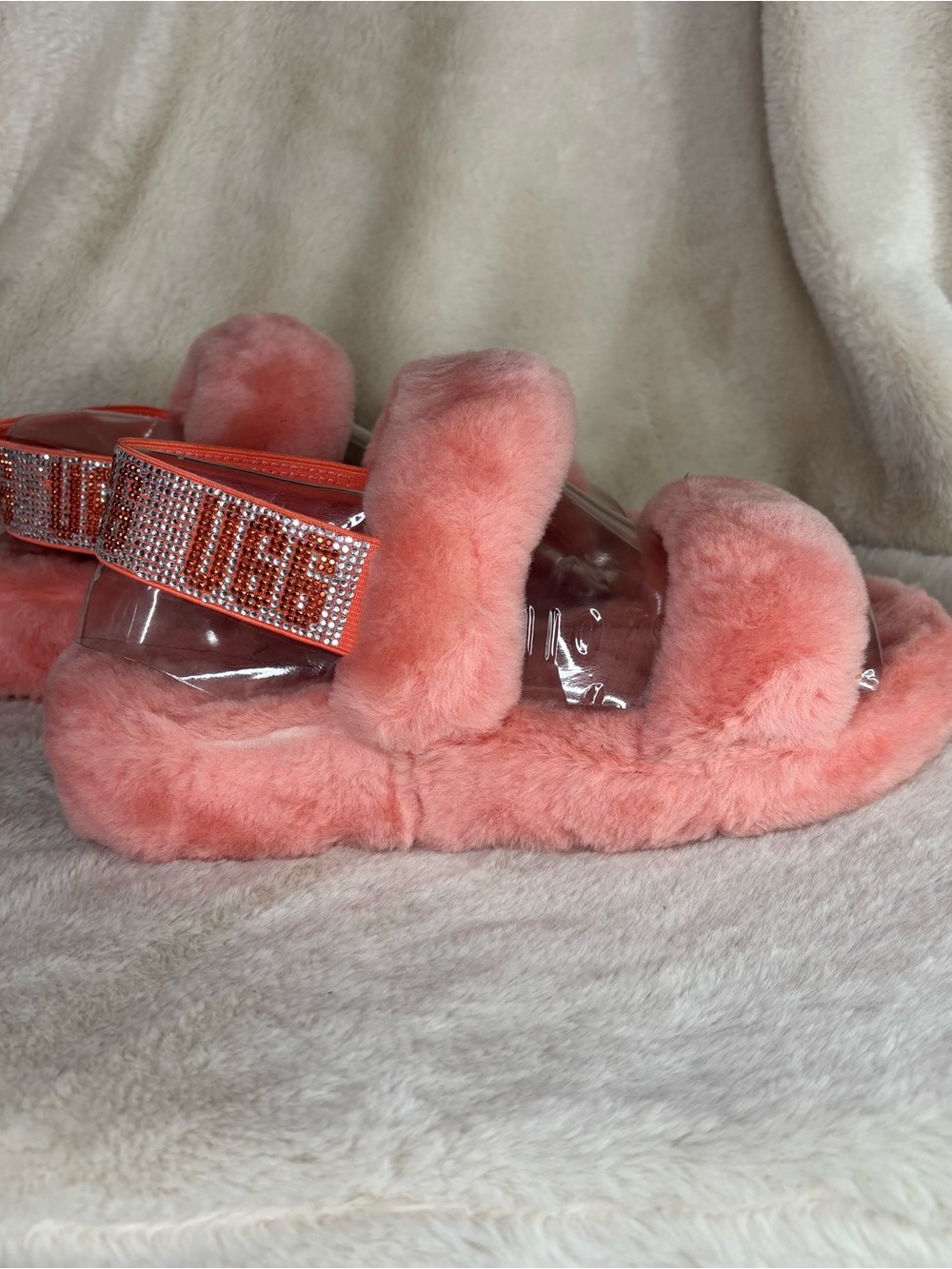 UGG Pink oh yeah Slide with Rhinestone Strap